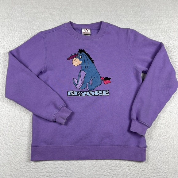 Disney Sweatshirt Womens XS Purple Vintage Eeyore Winnie‎ The Pooh Pullover Top - Picture 1 of 12